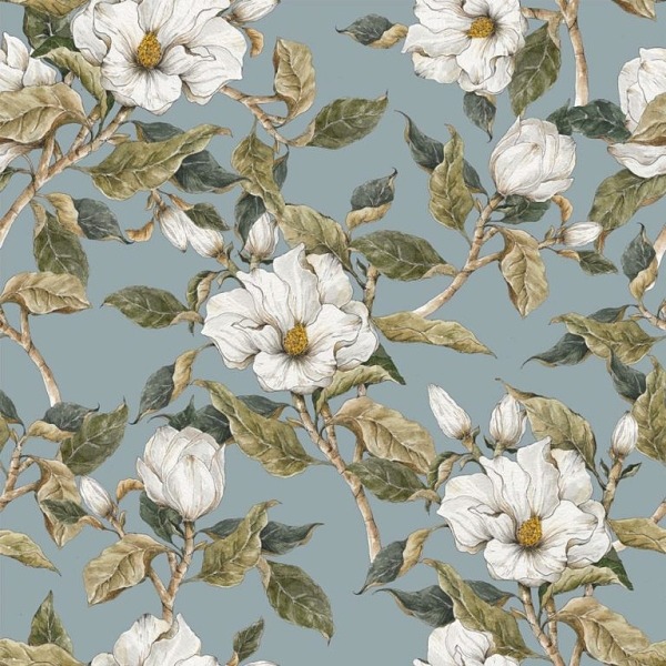 Dekornik tapeta magnolia modra dadaboom sk Jarné kvety a ich farebný šat môžete preniesť priamo do vašej obývačky či spálne. Jemnými kvetmi, ktoré sa stanú na vašej stene neprehliadnuteľným dekorom, vyčarujete v interiéri sviežu atmosféru.